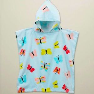 Kids Hooded Poncho Beach Towels Butterfly